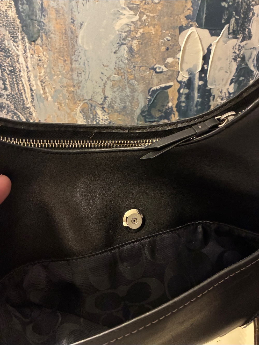 EUC ! Y2K Coach Hampton HOBO Classic Black Leather Shoulder Bag 2006 - Picture 8 of 16